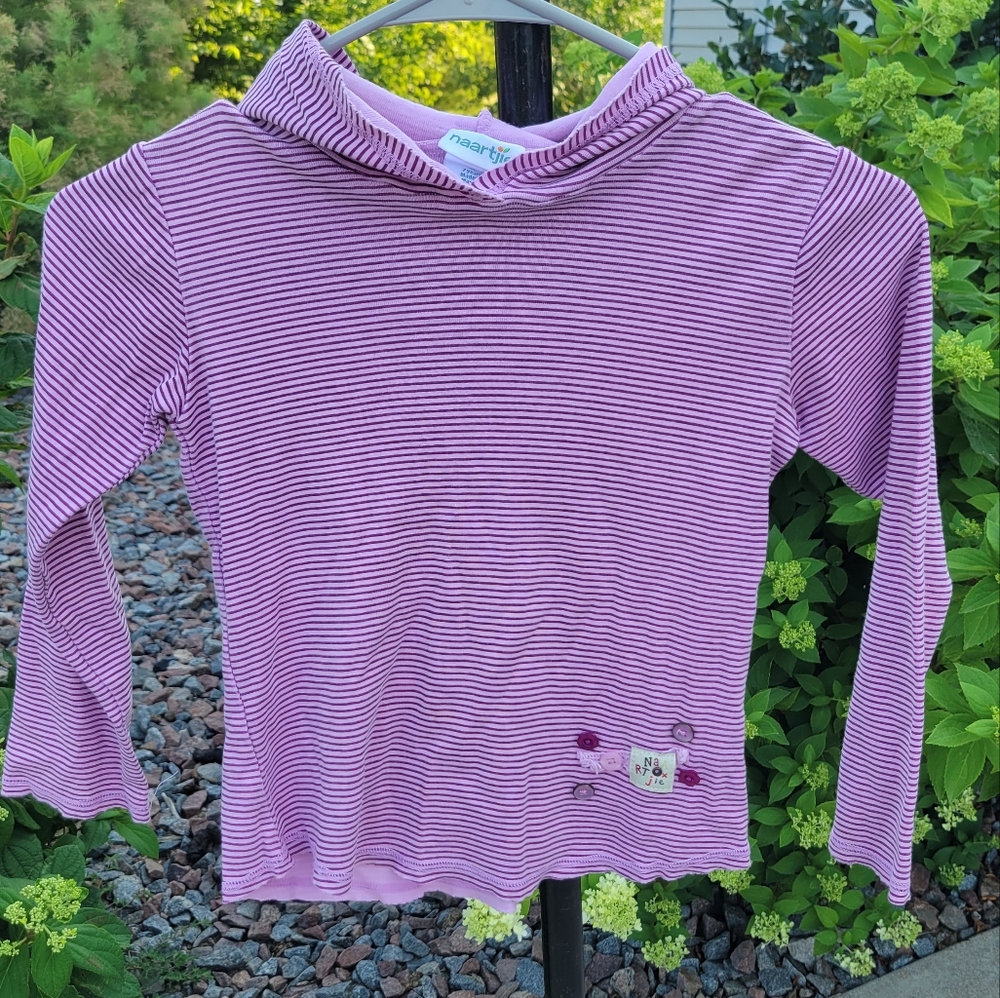 Naartjie striped pink hooded long sleeve size 4